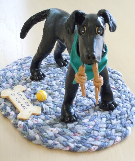 polymer clay dog statue approximately 3 to 5 in size