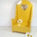 Sunny Yellow Wooden Chair - Vintage HandMade Child Size - Chippy Paint Doll Display - Happy Time Out Seat