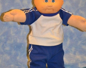 Cabbage Patch Doll Clothes - Handmade for 16" - 18" Boy Dolls - Blue Sweats Outfit