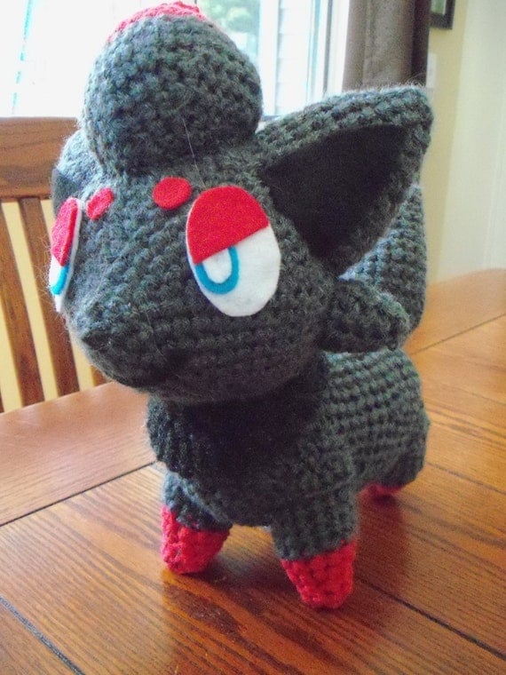 Pokemon amigurumi crochet Zorua doll.