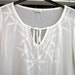 White Long Sleeved Delicately Embroidered Blouse with Elastic Waist - Large