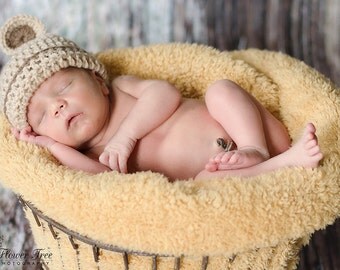 Newborn Bear Hat, Toffee Bear Hat, Newborn Photo Prop, Baby Bear Hat, Crochet Infant Hat, Teddy Bear Hat, Infant Bear Hat, Brown Bear Hat