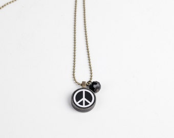 Peace Sign Necklace - Miniature Pendant - Hippy Love