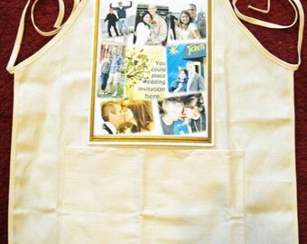 Photo Apron - One 8 in x 10.5 in Photo Collage with up to 8 photos - print Horizontal or Vertical - Great Custom Photo Gift - Aprons 2 sizes