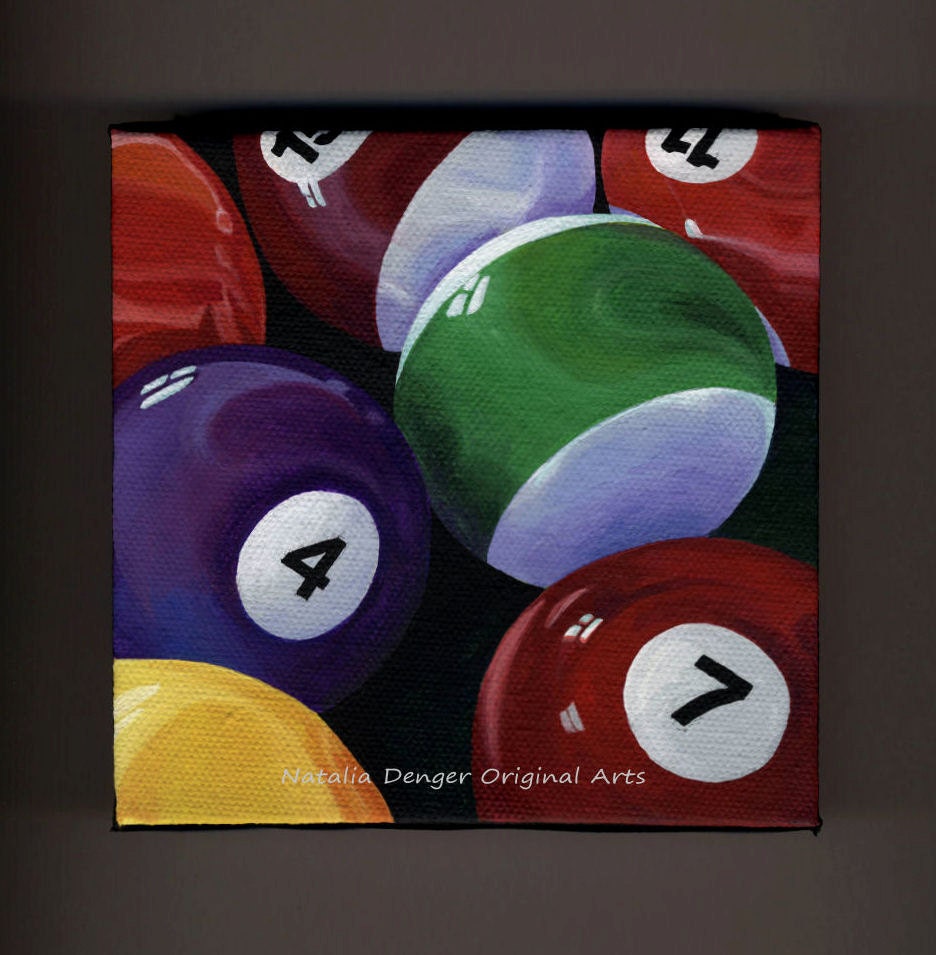 ORIGINAL Painting Billiard Art Game Room Decor Man Cave