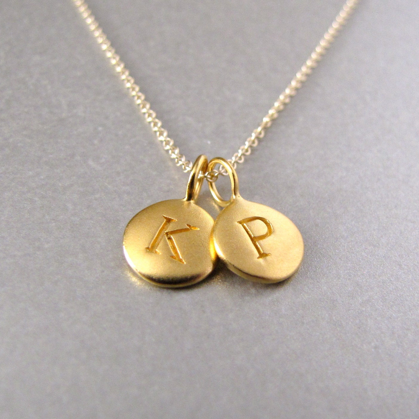 Gold 2 Initial Charm Necklace Initial by tangerinejewelryshop