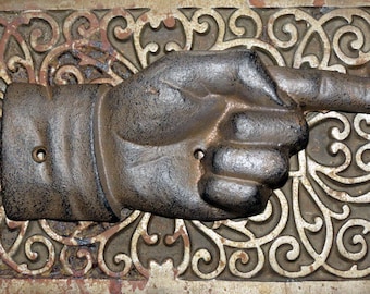 Pointing Hand - Vintage Style Cast Iron Wall Hanging or Sign Piece