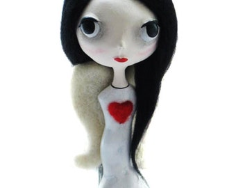 Goth Angel Art Doll - Paper Clay Sculpted - Made to Order