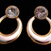 Vintage Earrings Silver/Gold Hoops with Crystal Stones