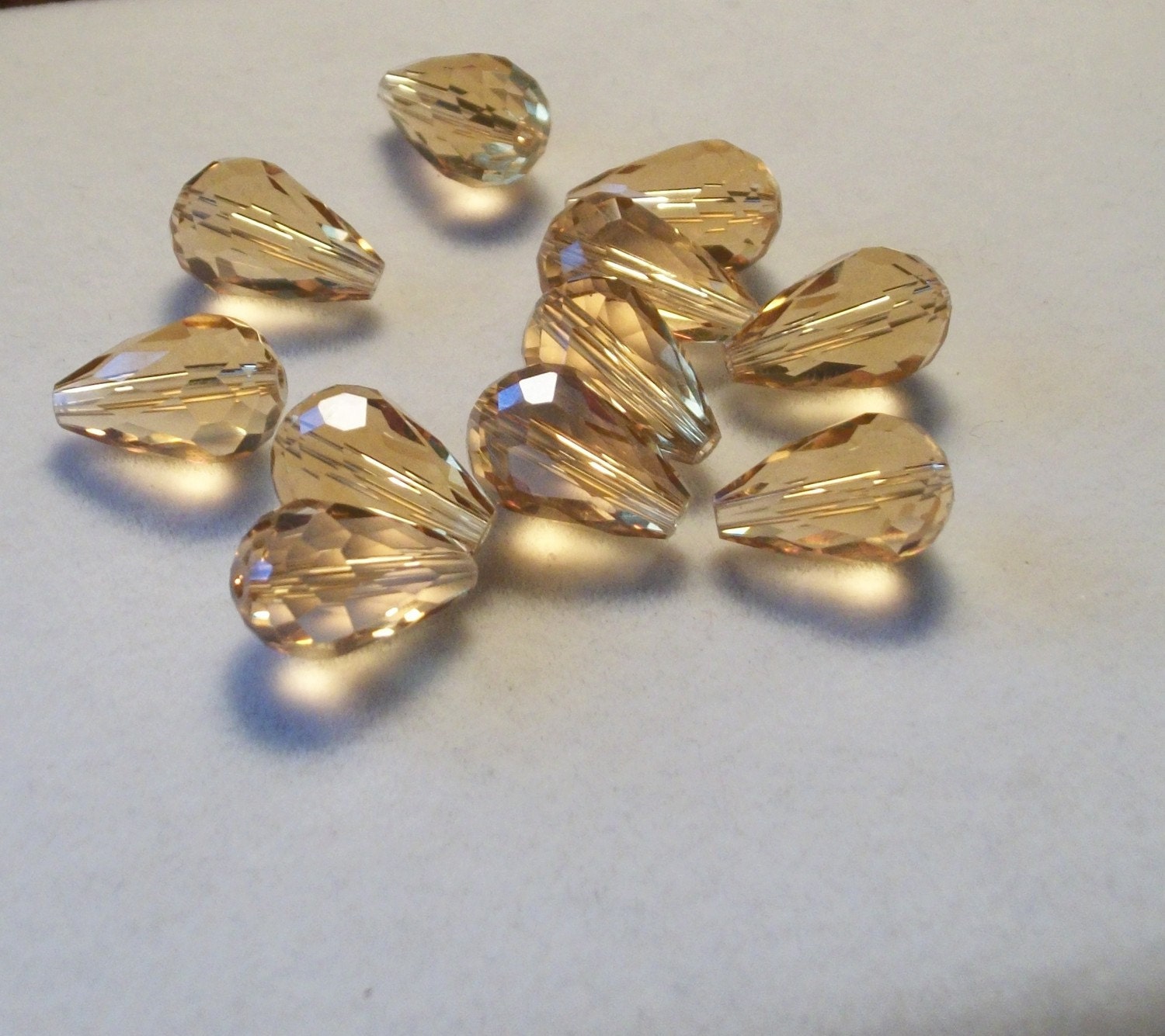 Golden faceted teardrop Beads 15 x 10 mm12 pcs by AmberAngelRocks