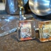Shaken...Not Stirred.. Custom stamp cufflinks under glass block/ Modern appeal/ James Bond