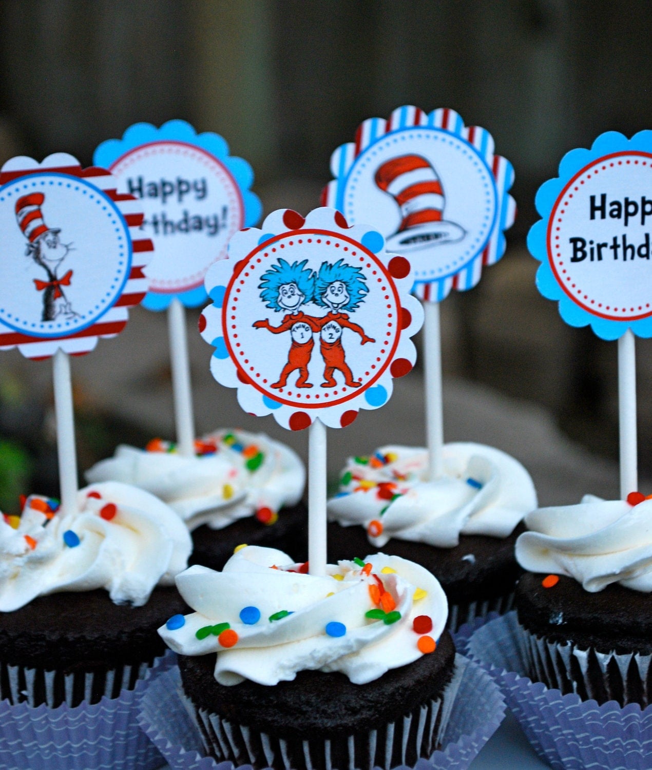 Dr Seuss Cupcake Toppers Etsy