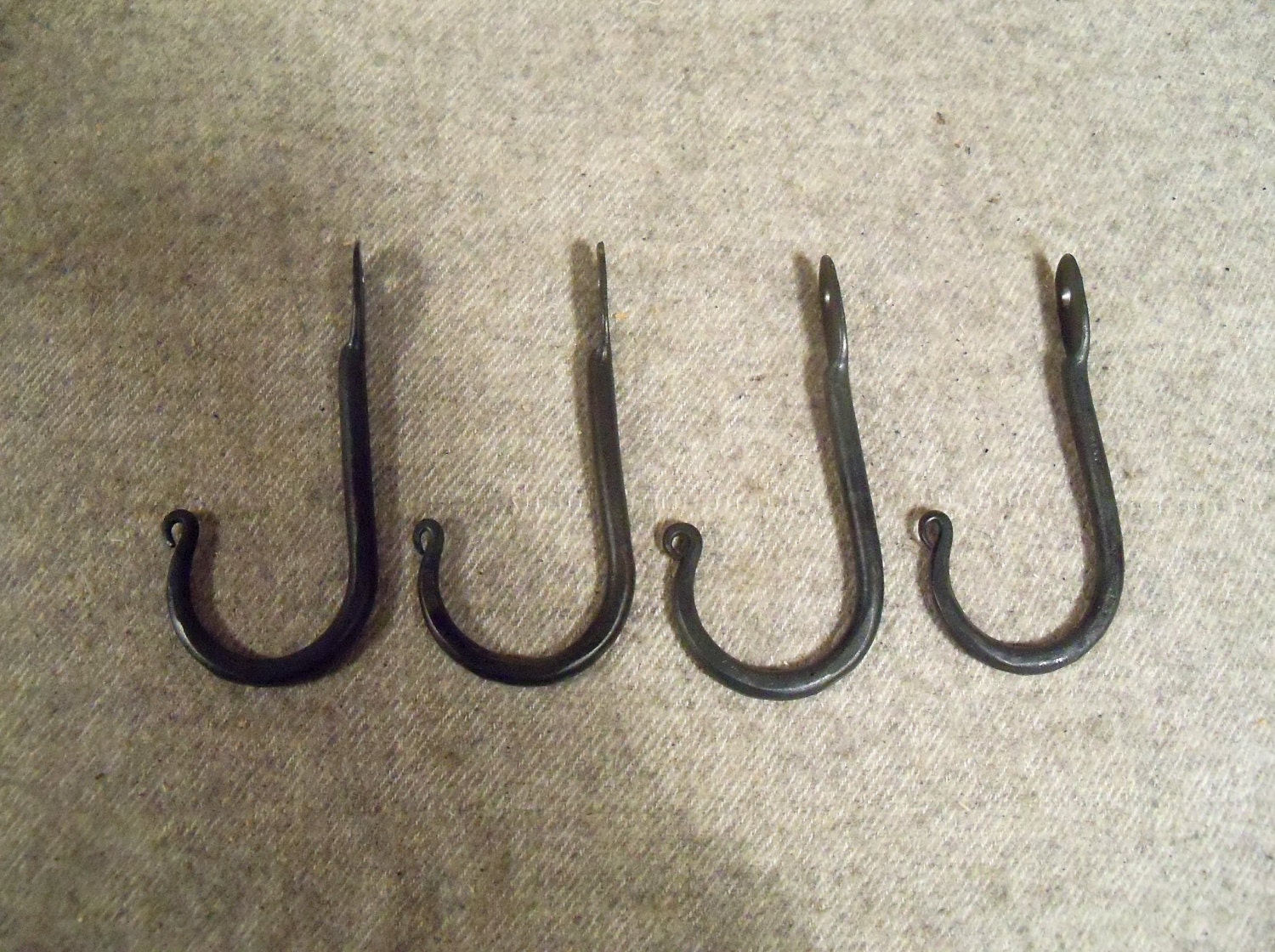 4 Hand Forged Hooks Made by Blacksmith Hang Pots & Pans