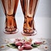Art Deco Candlesticks : Bud vases Amber Glass, candle stick candleabra, Metamorphic Glass