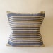 SALE 18x18 Linen Pillow Covers Light Beige & Blue Striped Pure Linen - Decorative Throw Pillow Cover
