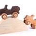 natural Off-Road Adventure Set - wooden toy jeeps with boulder - an eco-friendly gift with homegrown organic finish