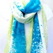 Hand Painted Silk Shawl. Large Silk Scarf, Pastel Green and Blue. Blue Silk Scarf. Silk Scarves Takuyo. French Silk Dye. Approx 22x90 in.
