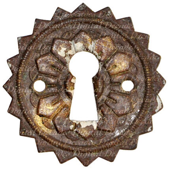 Items similar to Vintage Old Rustic Keyhole - Metal Key Hardware Door