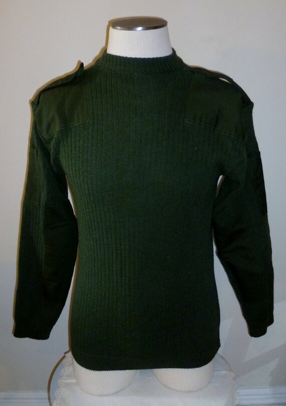 Vintage Army/Navy Sweater with Epaulets and Shoulder Patches