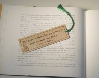 Wooden Bookmark - Hand Pyrography - Heinrich Mann Book Quote
