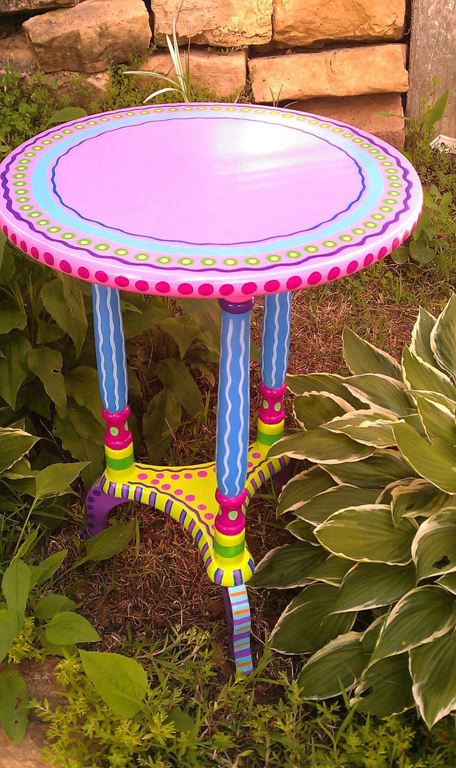 SOLD sample of CUSTOM WORK Side Table Hand Painted Furniture