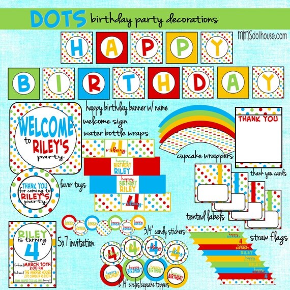 Polka-Dot Birthday Decorations- Polkadot Party Decorations PDF Il_570xn