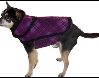 Purple Wool Dog Coat, Canine Couture, Small Dog Jacket, Chihuahua Clothing, Pet Accessories, Designer Dog Outfit
