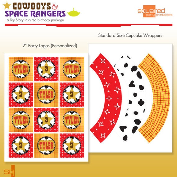 Toy Cowboy Printable Cupcake Kit - DIY Print - Cowboys & Space Rangers Il_570xn