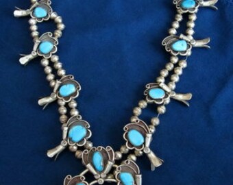 Vintage Navajo Squash Blossom Necklace