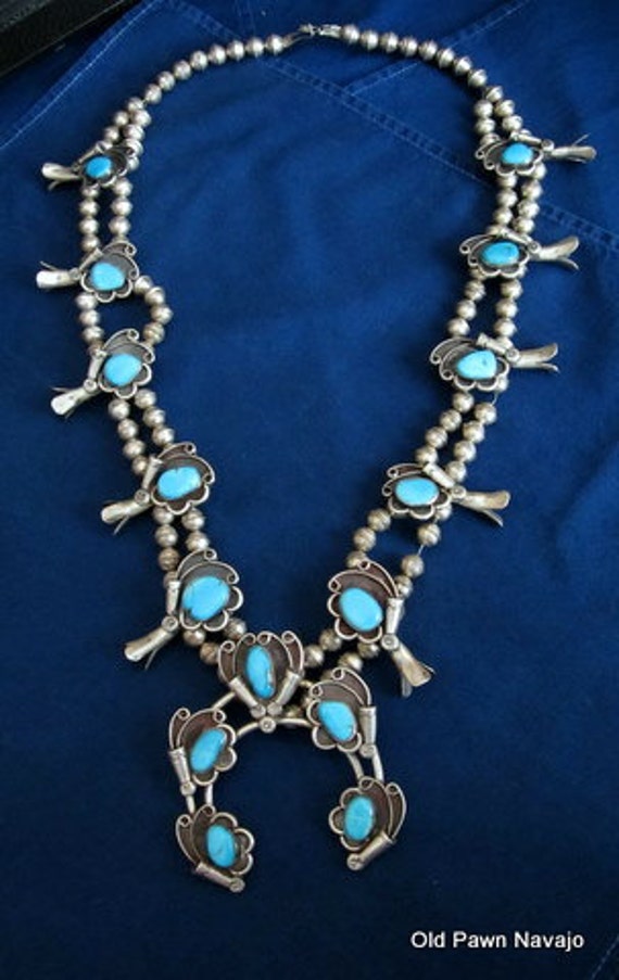 Vintage Navajo Squash Blossom Necklace
