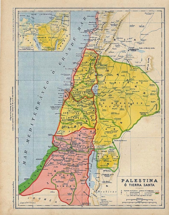 1929 Vintage Map Palestine Holy Land   Il 570xN.344022027 