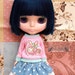 Girlish Blue dotties jeans skirt for Blythe doll - doll outfit