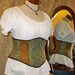 Victorian Patchwork Waspie Corset - Basic - Spearmint, Caramel, & Espresso - Fits Waist 34.5"-37"