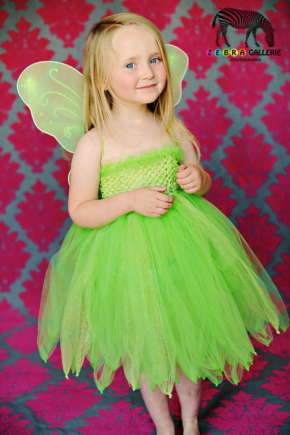 Items similar to Tinkerbell Inspired Tutu Dress with Wings on Etsy