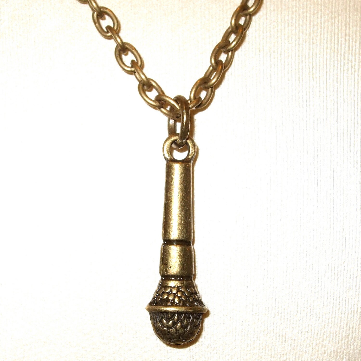 Microphone Pendant Mic Necklace Bronze Microphone Charm
