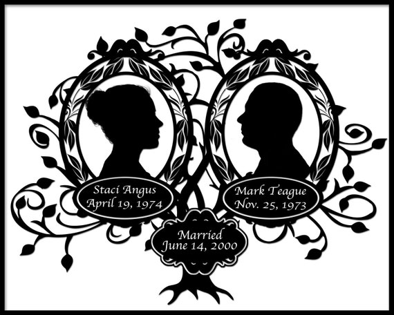 Download Wedding Tree with Silhouettes of the Bride and Groom