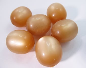 12 Vintage 18mm Lucite Fawn Tan Oval Moonglow Beads Bd203