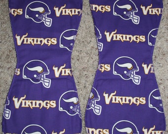 Set of 2 contoured burp rags burp cloths NFL Minnesota Vikings Cotton ...
