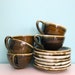 Green Drip Coffee Cups and Saucers Pfaltzgraff Hull Pottery
