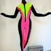1980s NEON Neoprene Wetsuit Vintage Swimwear Wet Suit Scuba Swimsuit Fluorescent Pink Green Black Henderson BodyGlove Body Glove
