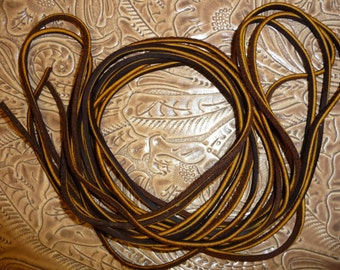 Leather 2 laces / 1 pair of 72" Pre-Oiled Cowhide Brown nearly Black Leather lacing, 1/8" wide High Quality STRONG USA made Boot