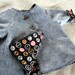 Typewriter keys infant coat -soft grey wool felt- embroidered llama-soft soled baby shoes-blanket stitch