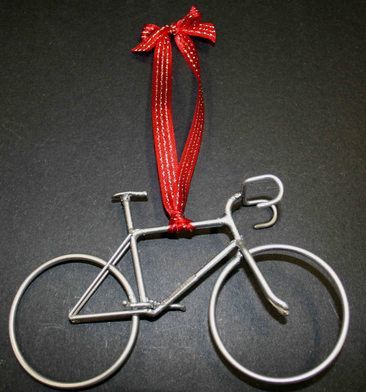 Large Road Bike Ornament Silver