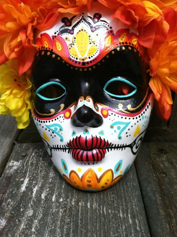 Day of the Dead hand painted decorative mask Dia de by MrsMuertos