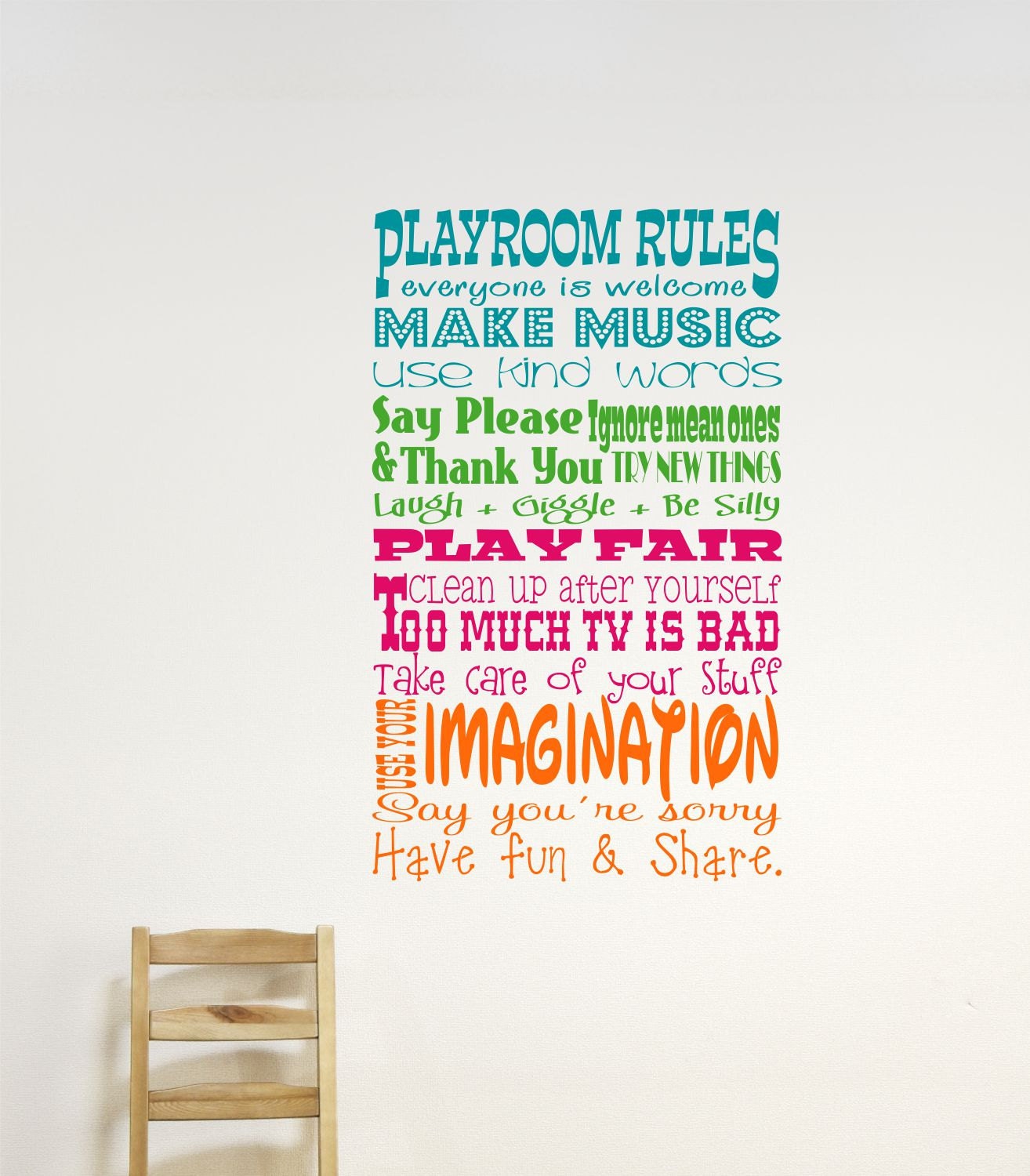 Childrens Wall  Decor  Playroom Rules  Wall  Decal Childrens