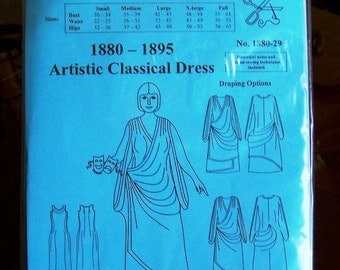 Victorian Dress Pattern: Artistic Classical / Grecian Dress Sewing Pattern for 1880 - 1895, 1880-29