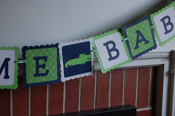 Alligator Banner Welcome Baby Alligator Baby Shower