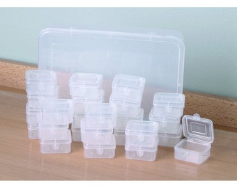 STORAGE BOX SYSTEM - 24 Individual Containers Fit Inside Large Box - Store Jump Rings Beads and Small Parts Craft Organizer