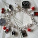 Charm Bracelet, Route 66 Vegas Style in Silver, Black n Red with Cherries, Womens Jewelry ON SALE