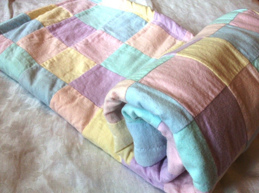 Pastel Color Block Patchwork Quilt Baby by ThePomPomEmporium